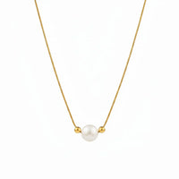 18K Gold Plated Minimal Pearl Bead Necklace - RACHIVA