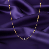 18K Gold Plated Pearl Bar Accent Necklace