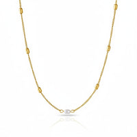 18K Gold Plated Pearl Bar Accent Necklace