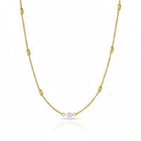 18K Gold Plated Pearl Bar Accent Necklace - RACHIVA
