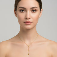 18K Gold Plated Triple Heart Drop Necklace