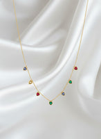 18K Gold Plated Multi Colour Heart Charm Necklace