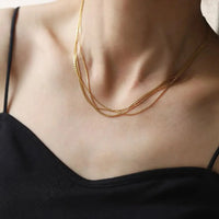 18K Gold Plated Minimal Multi Layer Chain Necklace - RACHIVA
