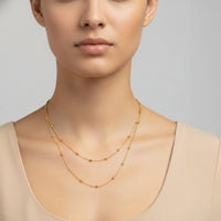 18K Gold Plated Double Layer Gold Beaded Necklace - RACHIVA