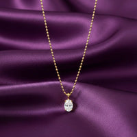 18K Gold Plated Oval Zircon Solitaire Pendant Necklace - RACHIVA