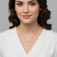 18K Gold Plated Oval Zircon Solitaire Pendant Necklace