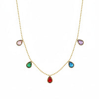 18K Gold Plated Multicolour Teardrop Zircon Necklace - RACHIVA