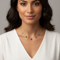 18K Gold Plated Multicolour Teardrop Zircon Necklace - RACHIVA