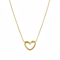 18K Gold Plated Open Heart Minimal Pendant Necklace - RACHIVA