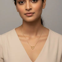 18K Gold Plated Open Heart Minimal Pendant Necklace - RACHIVA