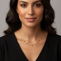 18K Gold Plated Multicolour Bezel Zircon Station Necklace - RACHIVA