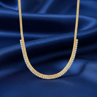 18K Gold Plated Zircon Studded Herringbone Necklace