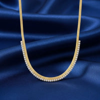 18K Gold Plated Zircon Studded Herringbone Necklace - RACHIVA
