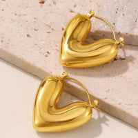 18K Gold Plated Puffy Heart Hoop Earrings - RACHIVA