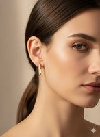 18K Gold Plated Rectangular Zircon Hoop Earrings - RACHIVA