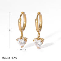 18K Gold Plated Heart Zircon Drop Hoop Earrings - RACHIVA