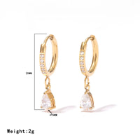 18K Gold Plated Teardrop Zircon Hoop Earrings