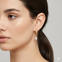 18K Gold Plated Teardrop Zircon Hoop Earrings