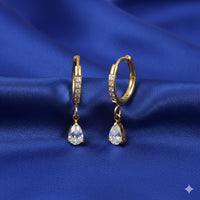 18K Gold Plated Teardrop Zircon Hoop Earrings