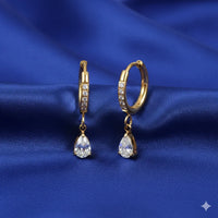 18K Gold Plated Teardrop Zircon Hoop Earrings - RACHIVA