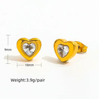 18K Gold Plated Heart Zircon Stud Earrings - RACHIVA