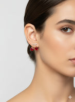 18K Gold Plated Ruby Heart Cherry Stud Earrings