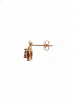 18K Gold Plated Ruby Heart Cherry Stud Earrings - RACHIVA