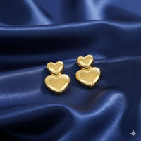 18K Gold Plated Double Heart Stud Earrings - RACHIVA