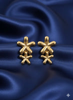 18K Gold Plated Double Daisy Drop Earrings - RACHIVA