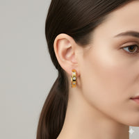 18K Gold Plated Zircon Studded Hoop Earrings