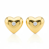 18K Gold Plated Heart Stud Earrings with Zircon Stone - RACHIVA