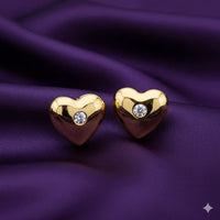 18K Gold Plated Heart Stud Earrings with Zircon Stone - RACHIVA