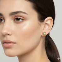 18K Gold Plated Heart Stud Earrings with Zircon Stone - RACHIVA