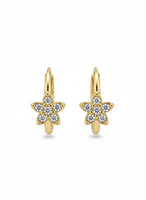 18K Gold Plated Floral Zircon Hoop Earrings - RACHIVA