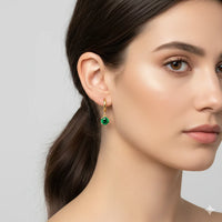 18K Gold Plated Emerald Green Drop Hoop Earrings - RACHIVA