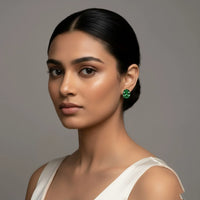 18K Gold Plated Oval Green Zircon Stud Earrings