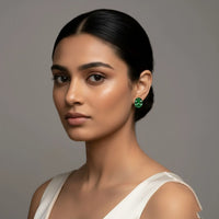 18K Gold Plated Oval Green Zircon Stud Earrings - RACHIVA