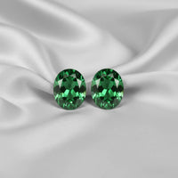 18K Gold Plated Oval Green Zircon Stud Earrings - RACHIVA