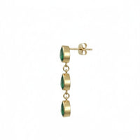18K Gold Plated Triple Pear Green Zircon Drop Earrings