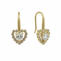 18K Gold Plated Heart White Zircon Hook Drop Earrings - RACHIVA