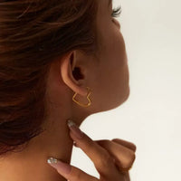 18K Gold Plated Abstract Heart Hoop Earrings - RACHIVA