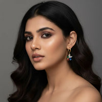 18K Gold Plated Floral Multicolor Drop Earrings - RACHIVA