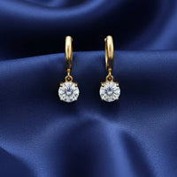18K Gold Plated Heart Cut CZ Drop Earrings - RACHIVA