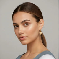 18K Gold Plated Heart Charm Drop Earrings - RACHIVA