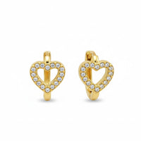 18K Gold Plated CZ Heart Outline Earrings - RACHIVA