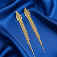 18K Gold Plated V Tassel Chain Earrings - RACHIVA
