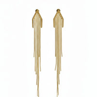 18K Gold Plated V Tassel Chain Earrings - RACHIVA
