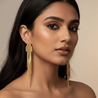 18K Gold Plated V Tassel Chain Earrings