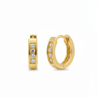 18K Gold Plated Channel Set Zircon Hoop Earrings - RACHIVA