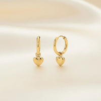 18K Gold Plated Heart Charm Hoop Earrings - RACHIVA